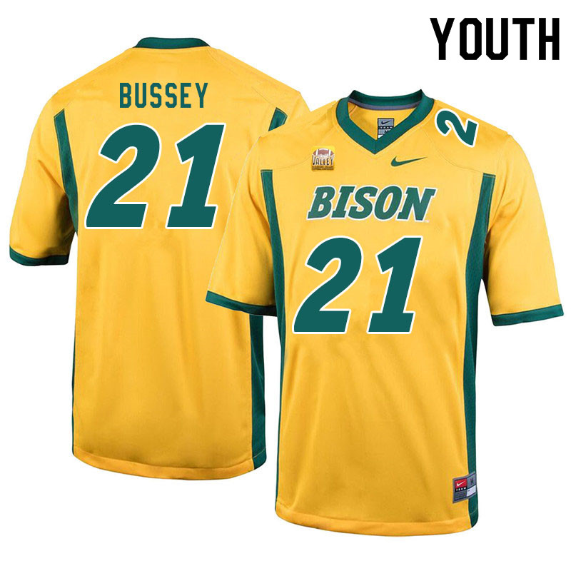 Youth #21 Jalen Bussey North Dakota State Bison College Football Jerseys Sale-Yellow - Click Image to Close
